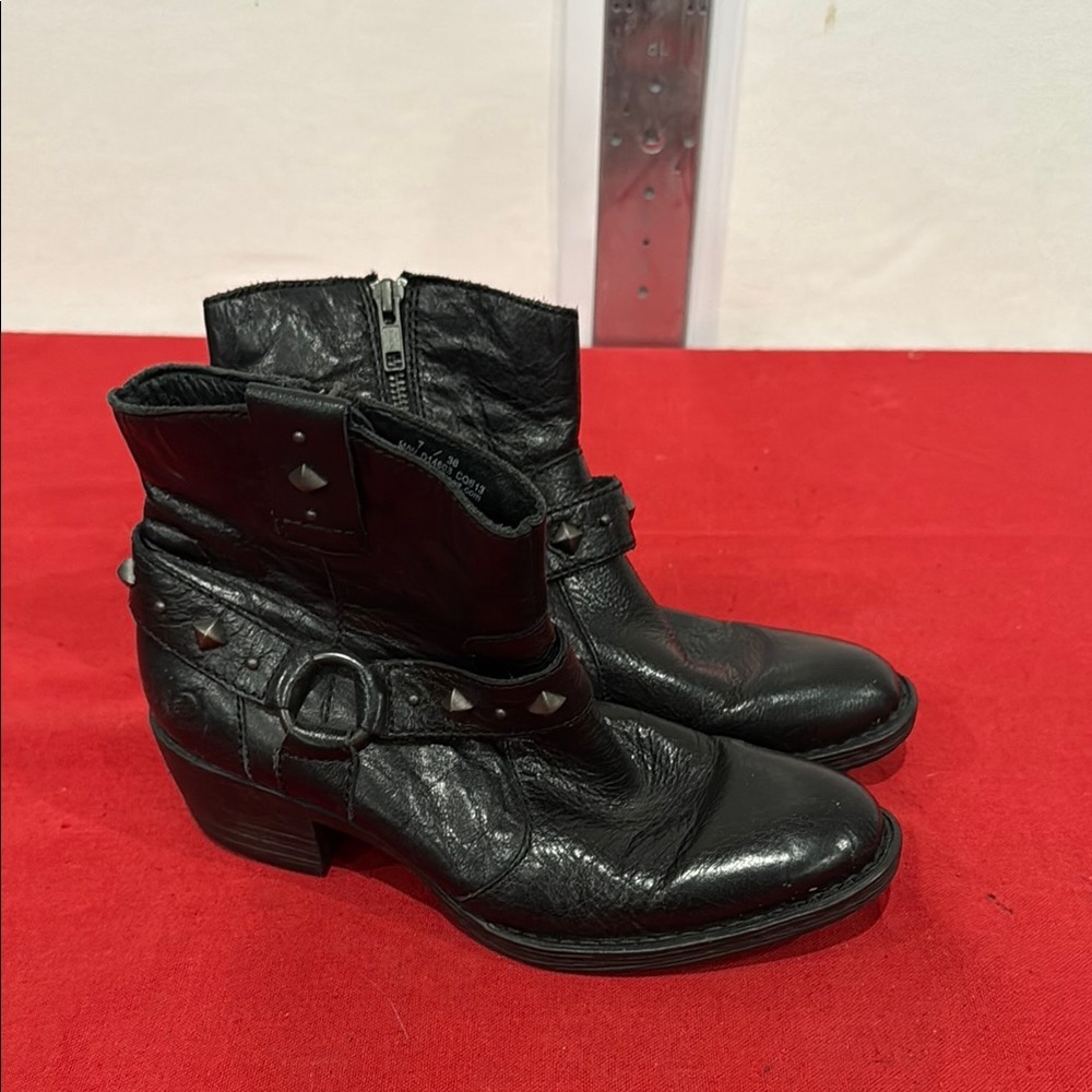 Born Black Ankle Boots with Studded Strap